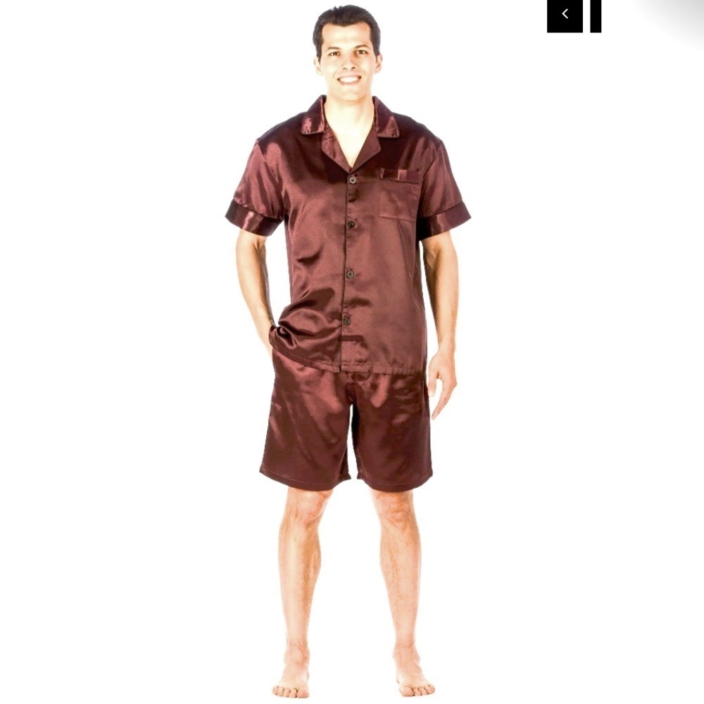 Noble Mount Men's Satin Pajama Set in Burgundy size Large